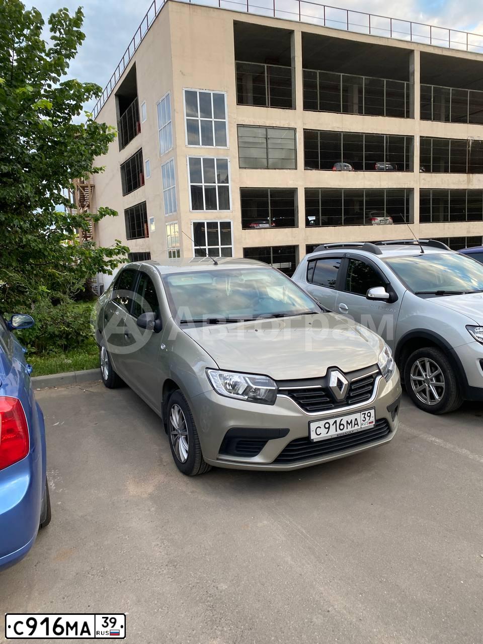 Фото автомобиля RENAULT LOGAN, 2019 — госномер С916МА39. Цвет: Белый