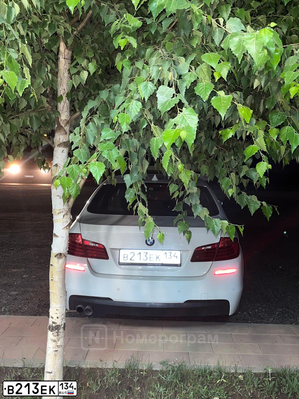 Фото автомобиля BMW SERIE 5, 2014 — госномер В213ЕК134. Цвет: Белый