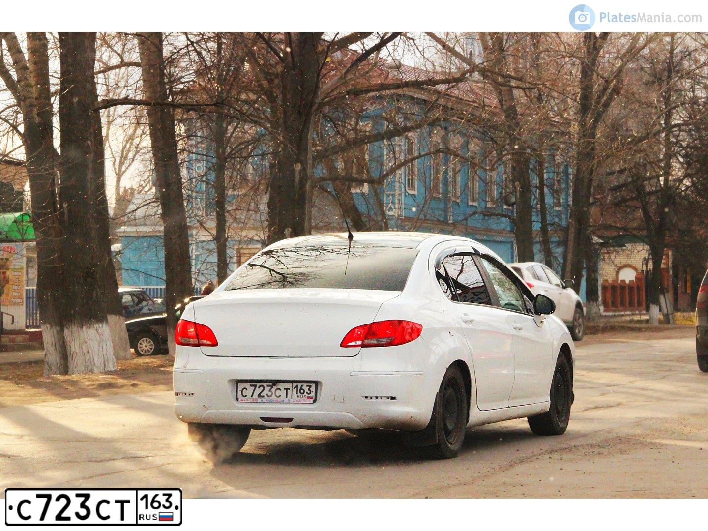 Фото автомобиля PEUGEOT 408, 2012 — госномер С723СТ163. Цвет: Белый