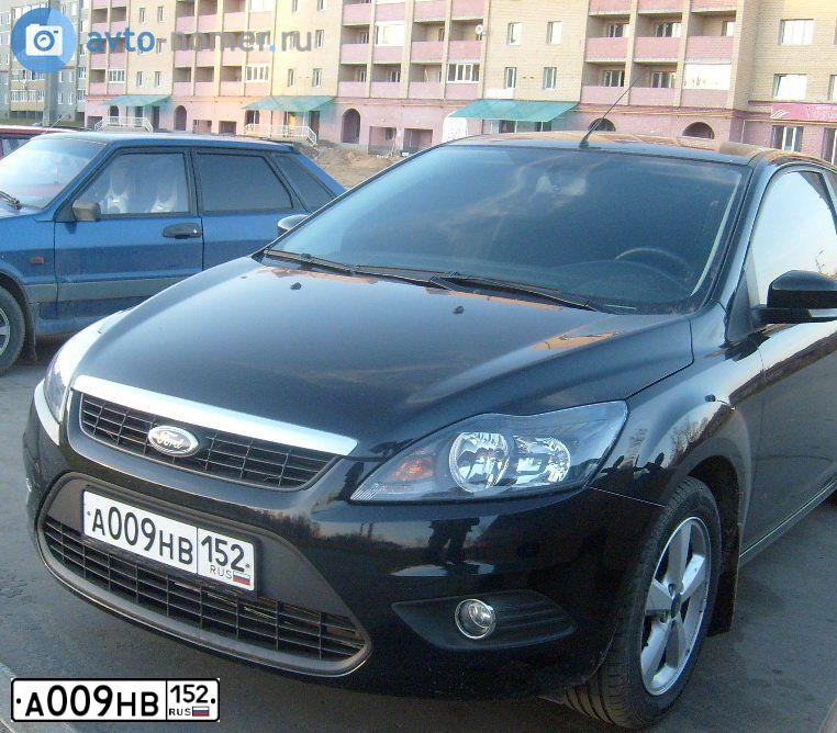 Фото автомобиля FORD FOCUS, 2008 — госномер А009НВ152. Цвет: ЧЕРНЫЙ