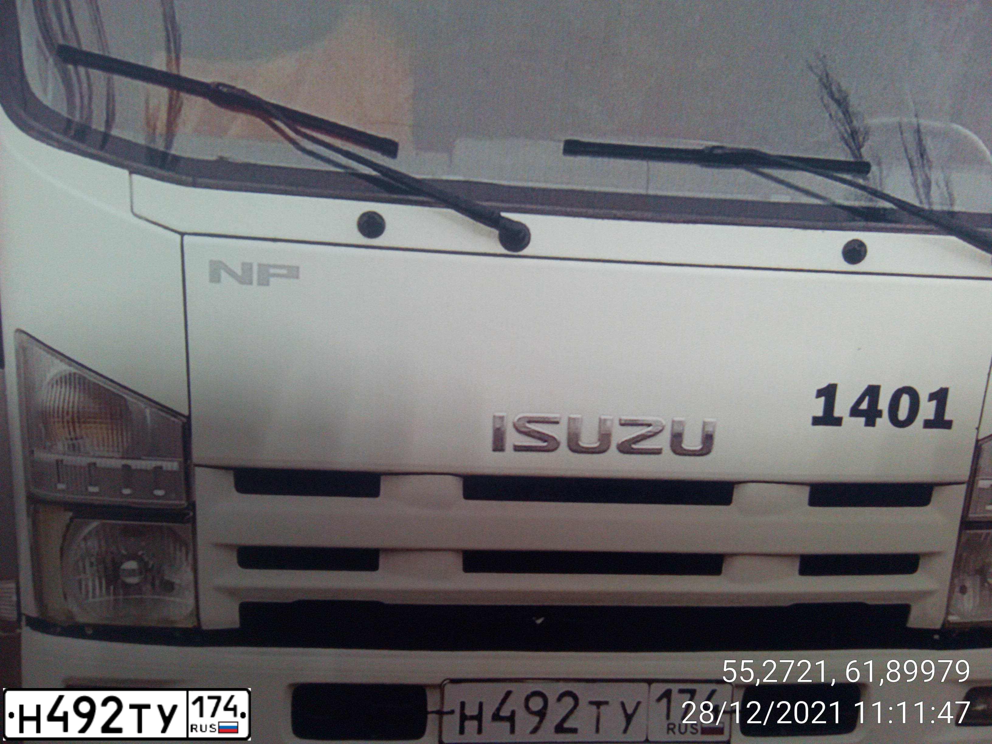 Фото автомобиля ISUZU NPR, 2016 — госномер Н492ТУ174. Цвет: БЕЛЫЙ