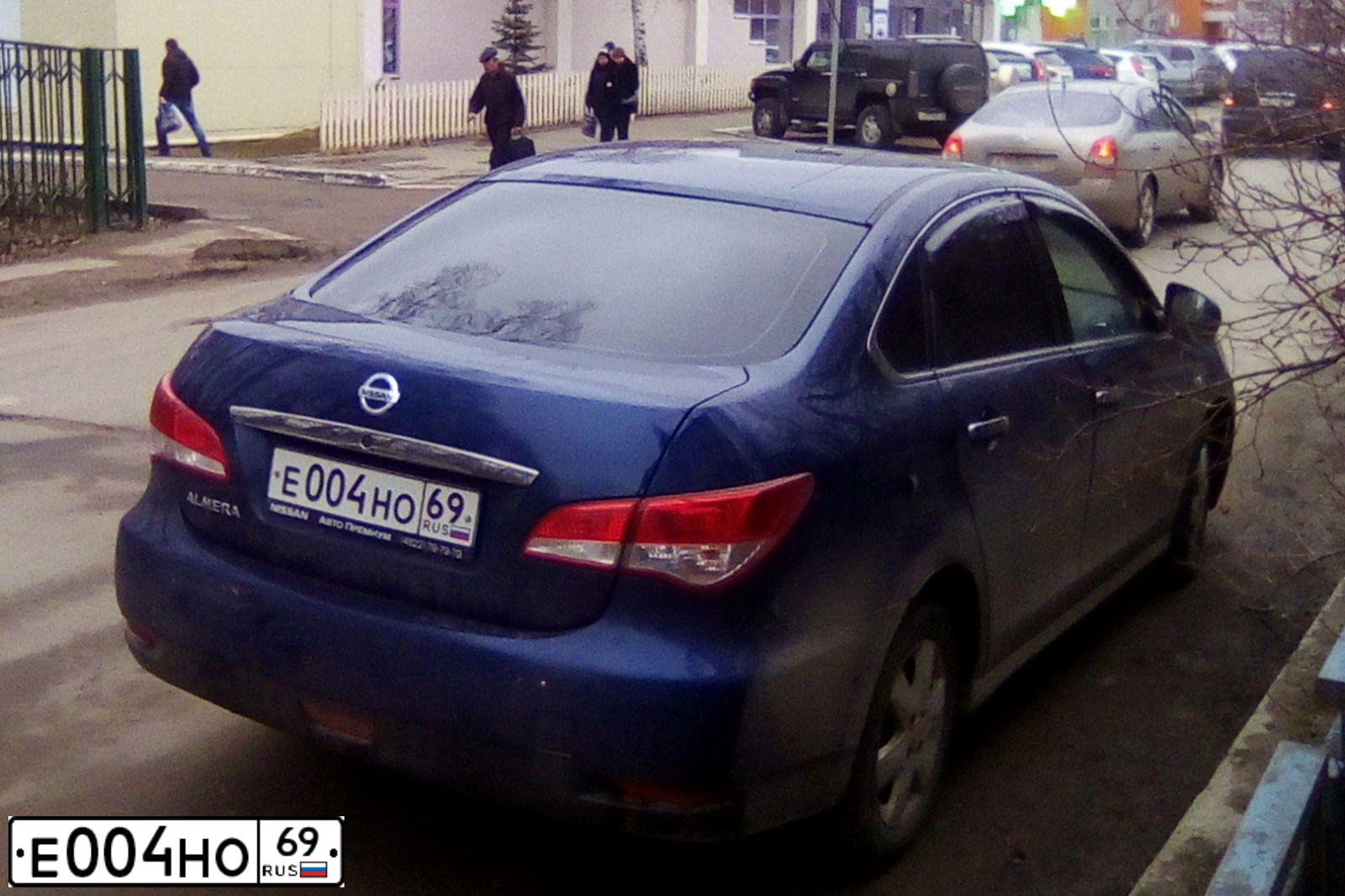 Фото автомобиля NISSAN ALMERA /AVTOVAZ/, 2013 — госномер А782СХ69. Цвет: синий