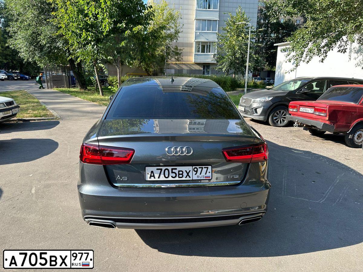 Фото автомобиля AUDI A6, 2015 — госномер А152УР790. Цвет: Серый