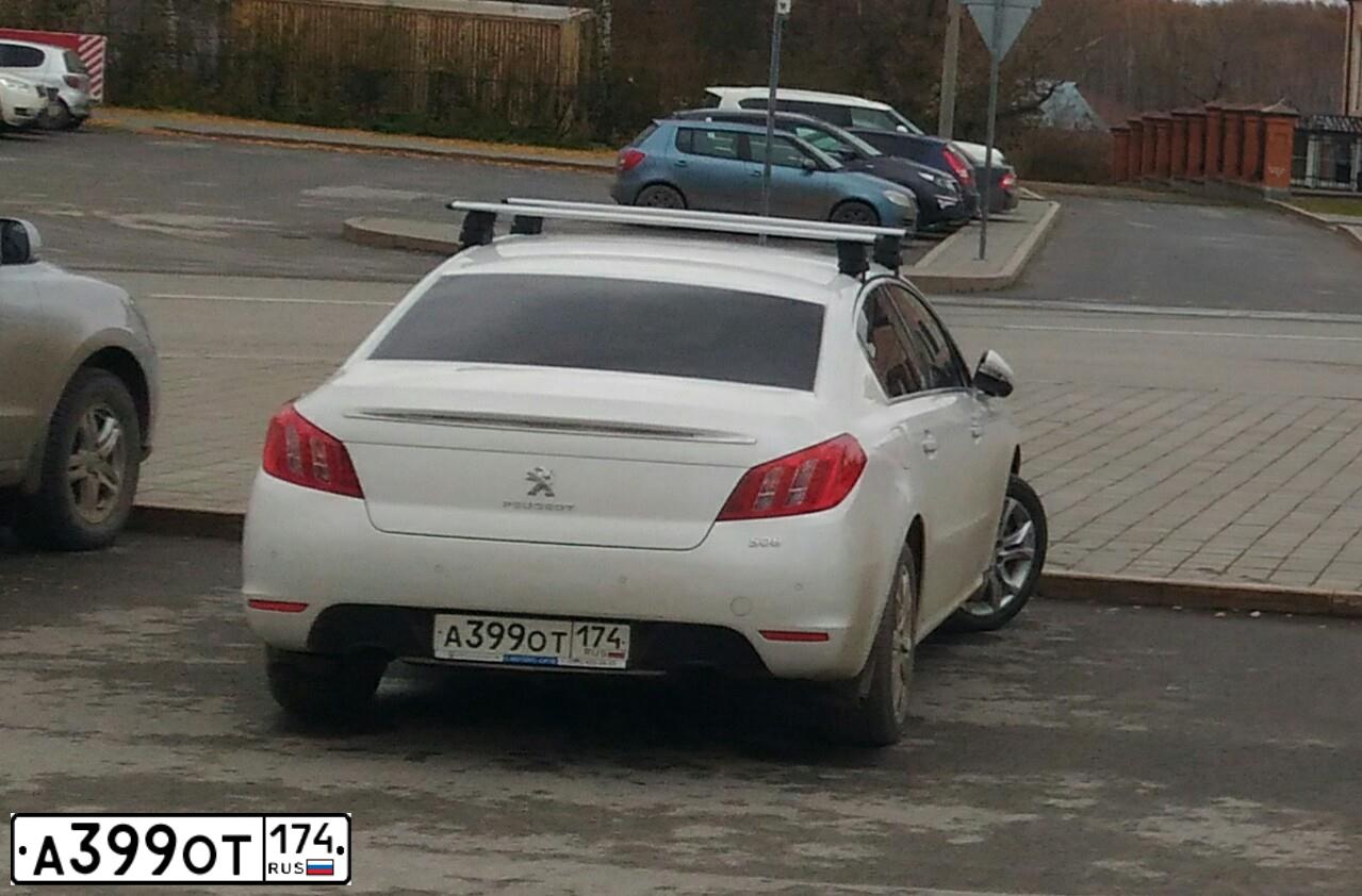 Фото автомобиля PEUGEOT 508, 2012 — госномер А399ОТ174. Цвет: СЕРЫЙ
