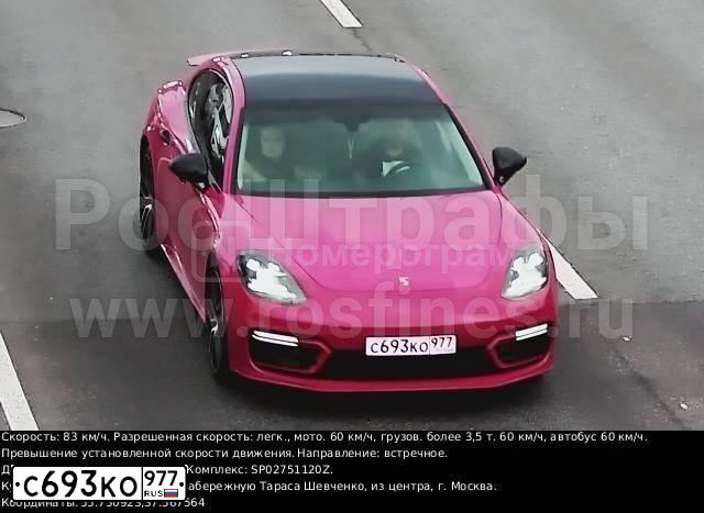 Фото автомобиля PORSCHE PANAMERA, 2020 — госномер Т345ХС797. Цвет: Красный
