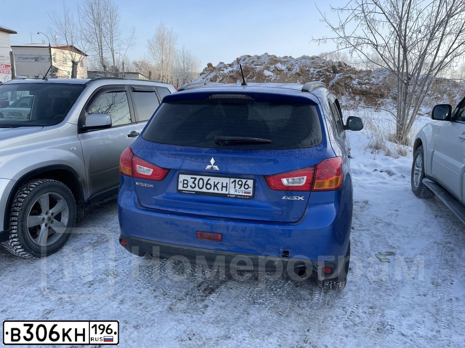 Фото автомобиля MITSUBISHI ASX, 2014 — госномер В306КН196. Цвет: синий