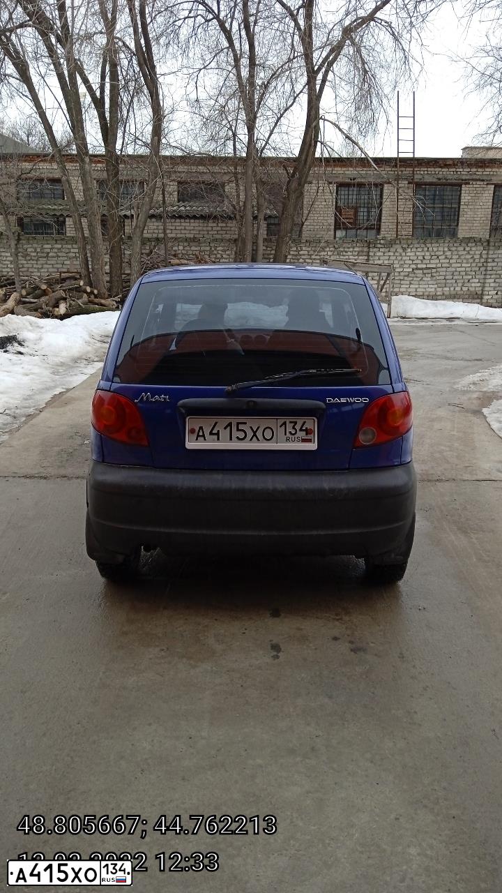 Фото автомобиля DAEWOO MATIZ, 2007 — госномер М151НР134. Цвет: синий
