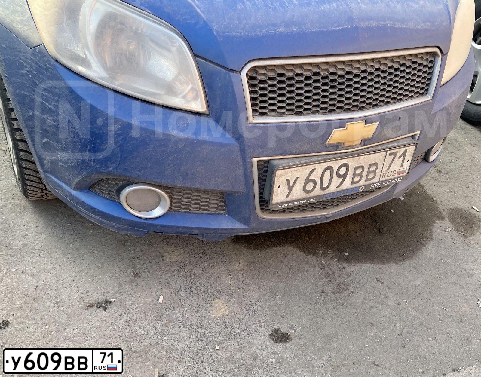 Фото автомобиля CHEVROLET AVEO, 2010 — госномер У609ВВ71. Цвет: синий