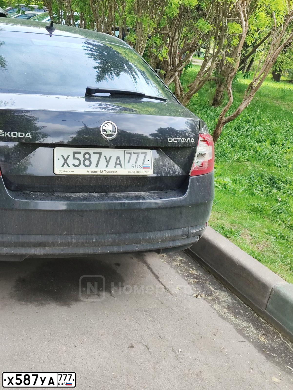 Фото автомобиля SKODA OCTAVIA, 2017 — госномер Х587УА777. Цвет: ЧЕРНЫЙ