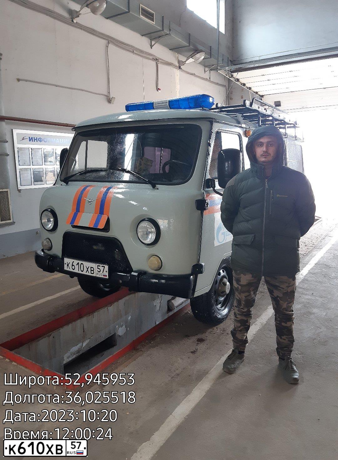 Фото автомобиля UAZ 3909, 2019 — госномер К610ХВ57. Цвет: ЦВ СХ А29 ПО ГОСТ Р 50574-2019