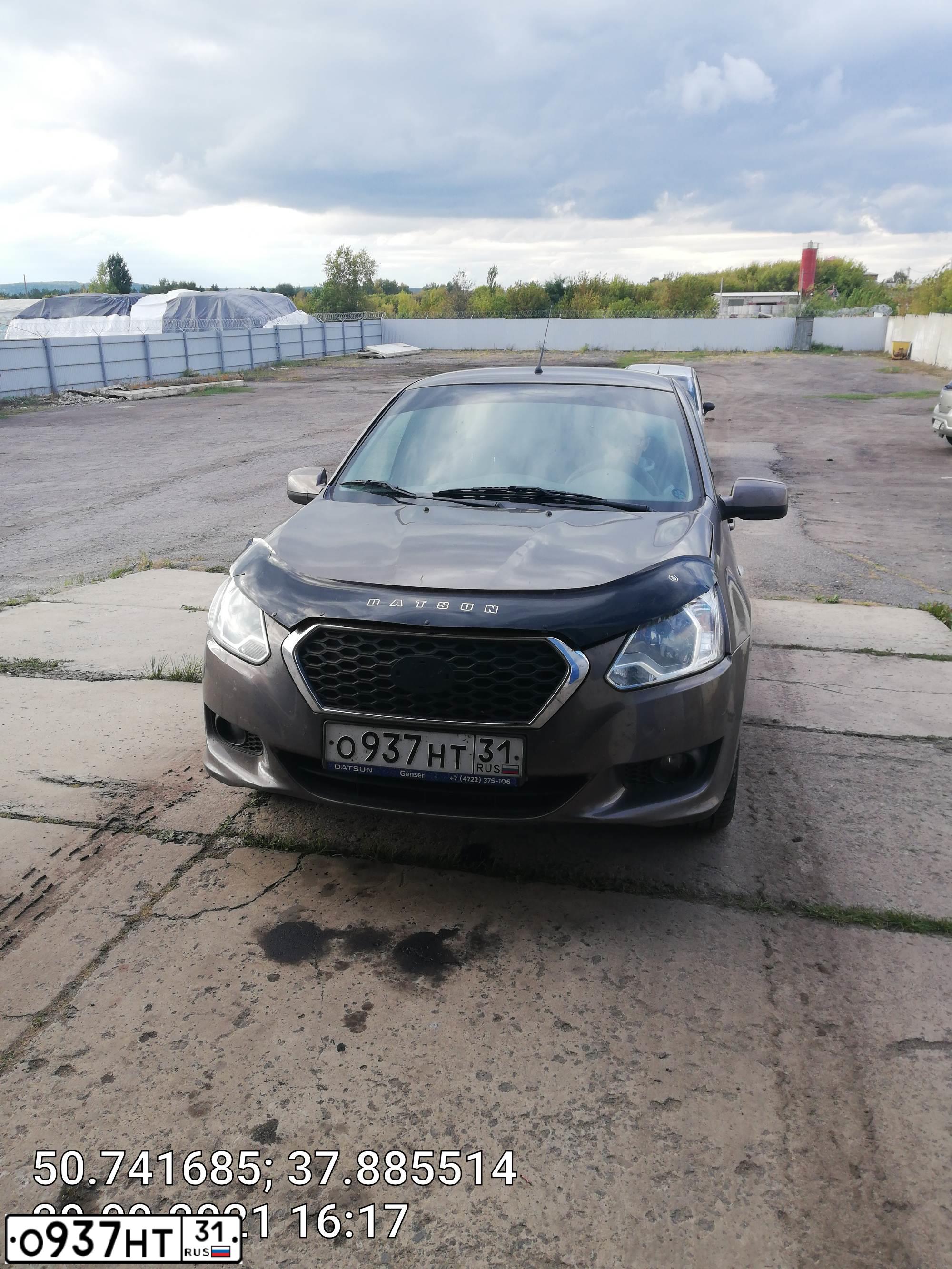 Фото автомобиля DATSUN ON-DO, 2017 — госномер О937НТ31. Цвет: Серый