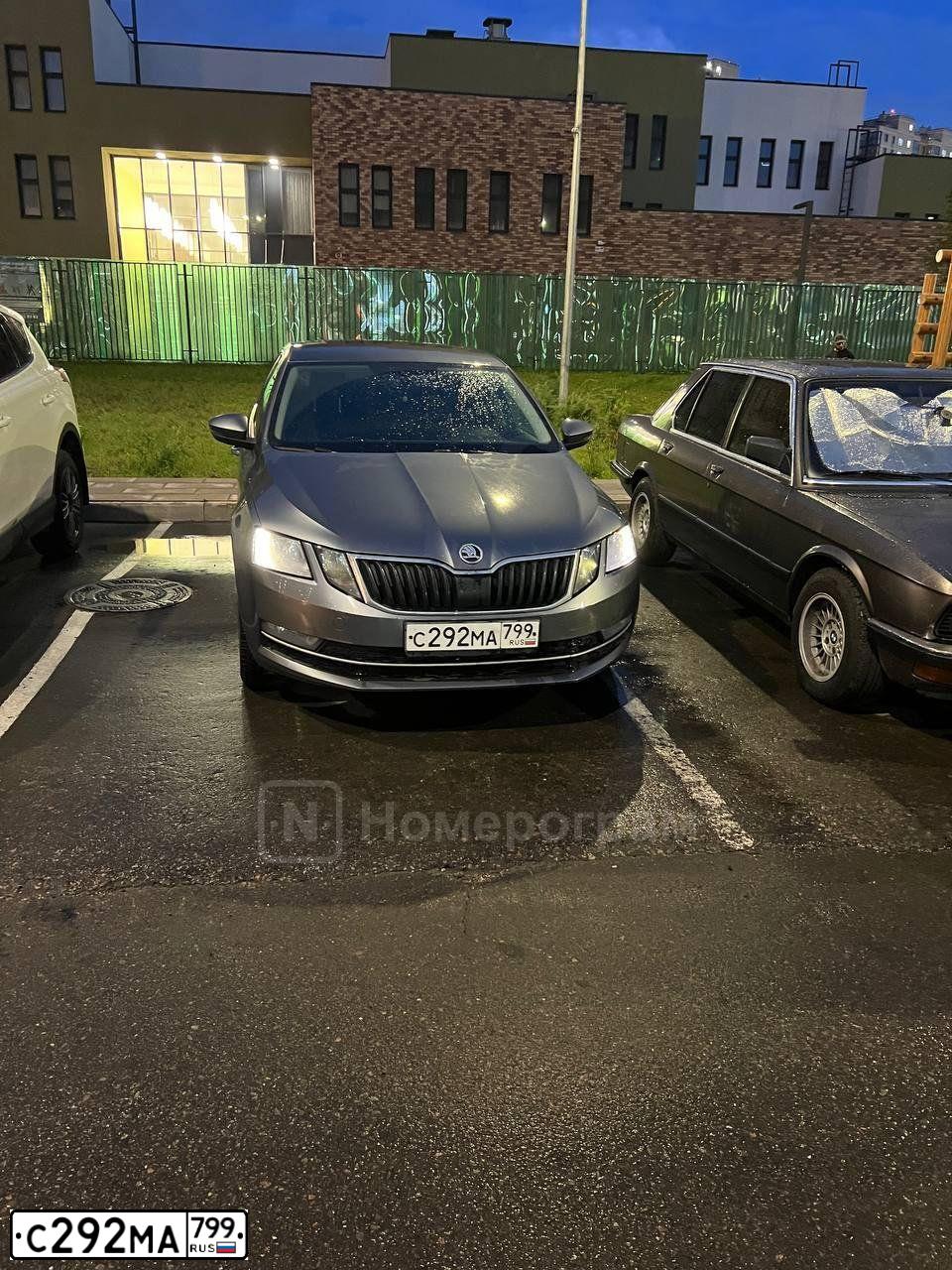 Фото автомобиля SKODA OCTAVIA, 2018 — госномер С292МА799. Цвет: темно-серый
