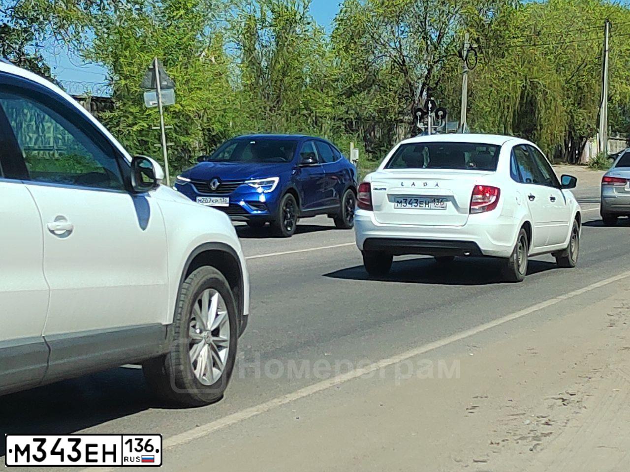 Фото автомобиля LADA GRANTA 219010, 2020 — госномер М343ЕН136. Цвет: Белый