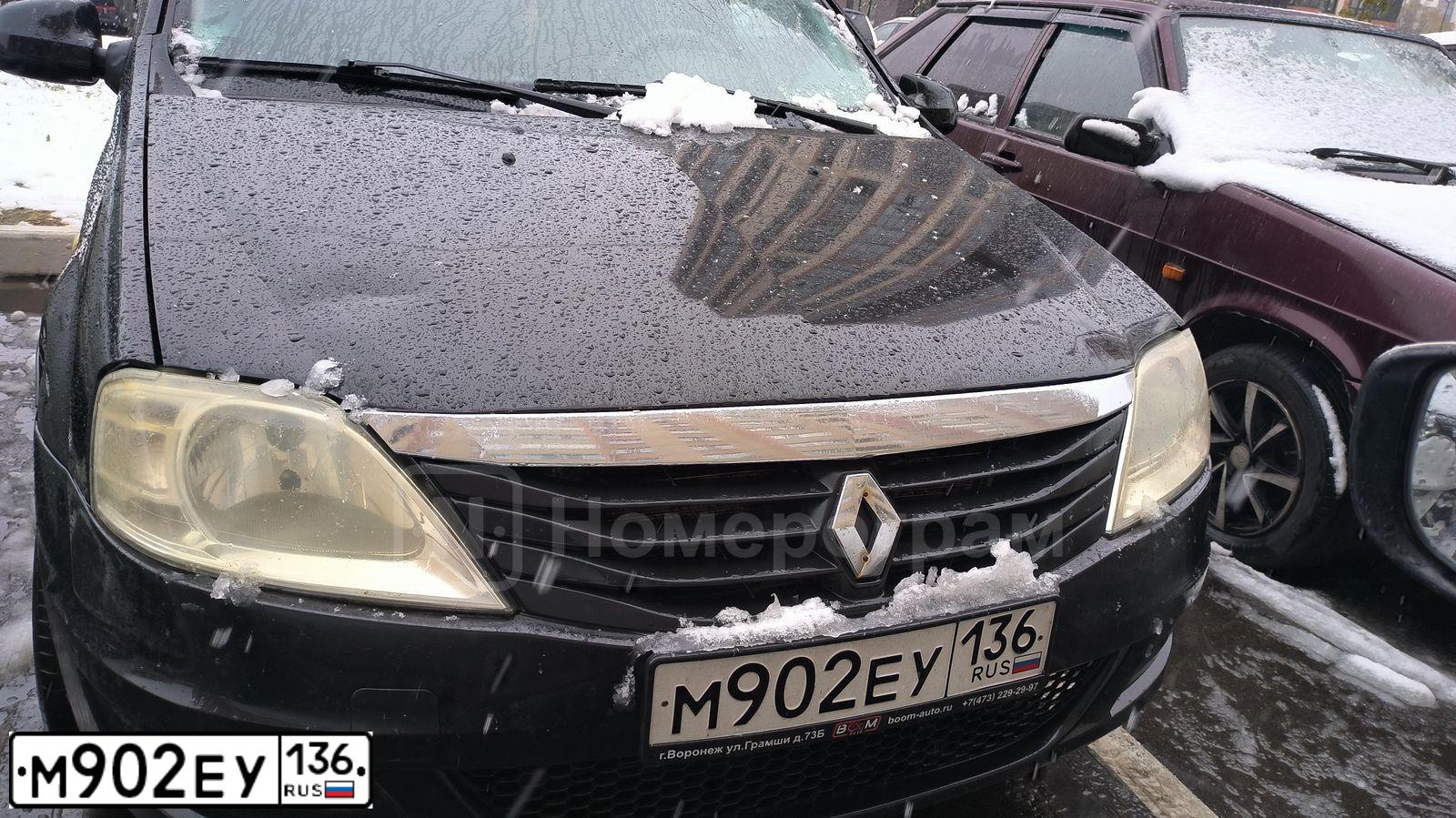 Фото автомобиля RENAULT LOGAN, 2010 — госномер М902ЕУ136. Цвет: ЧЕРНЫЙ
