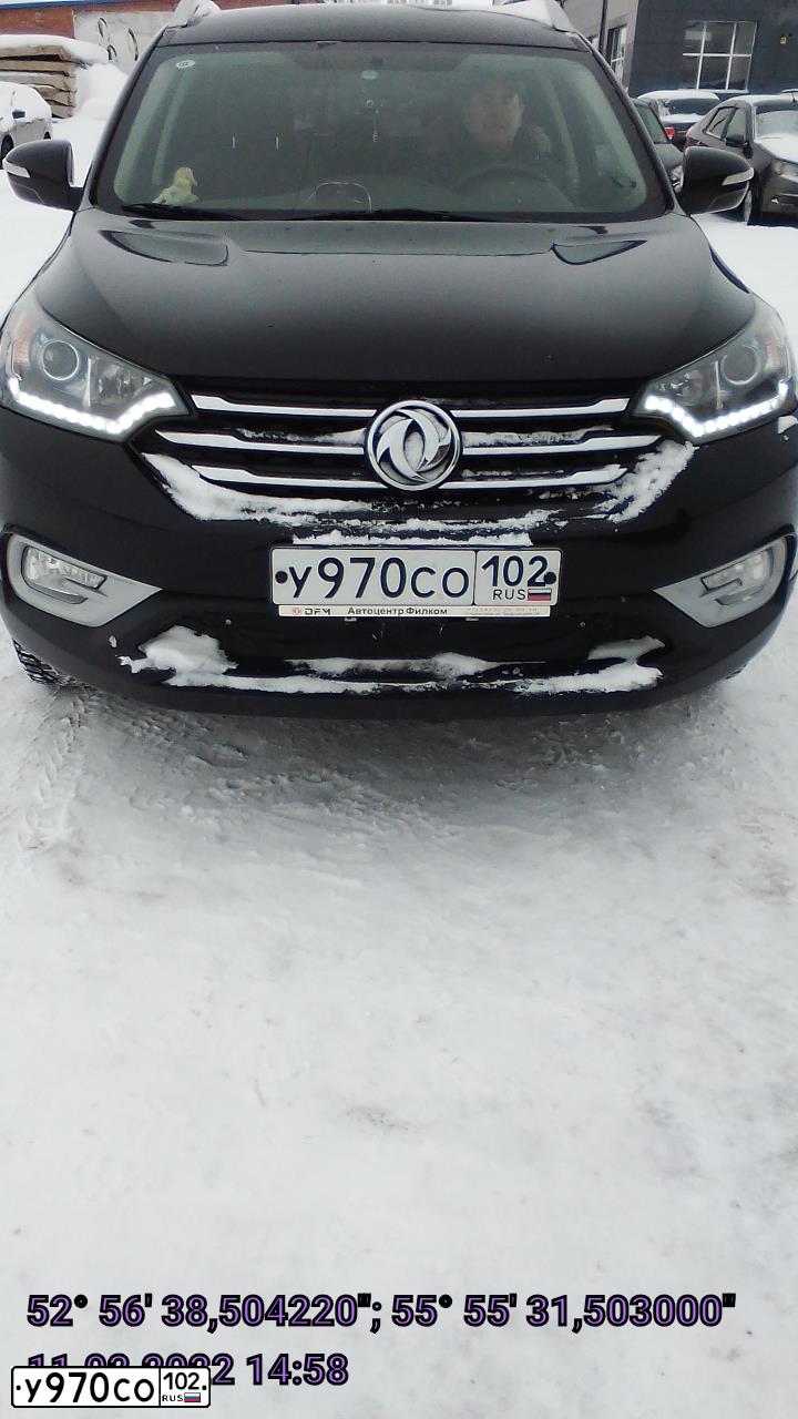 Фото автомобиля DONGFENG AX7, 2017 — госномер У970СО102. Цвет: ЧЕРНЫЙ