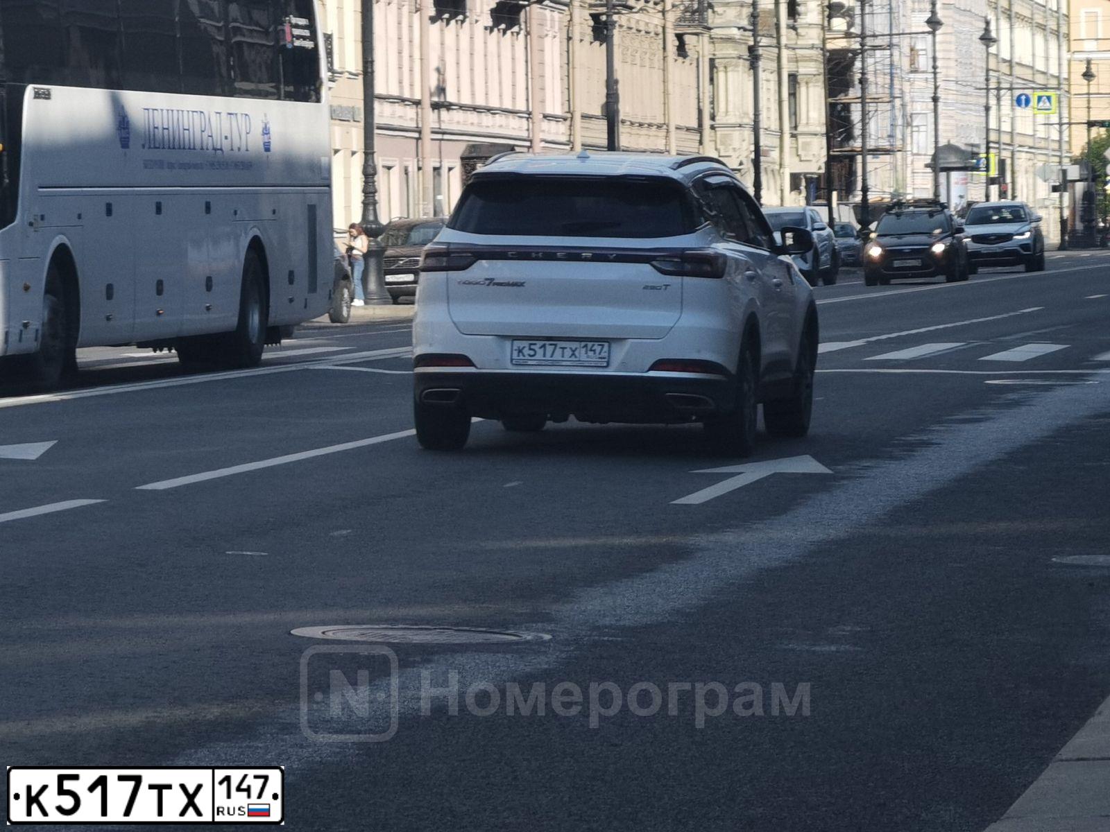 Фото автомобиля CHERY TIGGO7 PRO MAX, 2024 — госномер К517ТХ147. Цвет: Белый