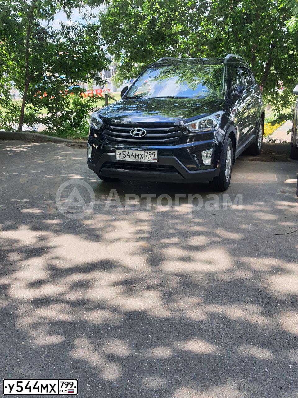 Фото автомобиля HYUNDAI CRETA, 2019 — госномер У544МХ799. Цвет: ЧЕРНЫЙ