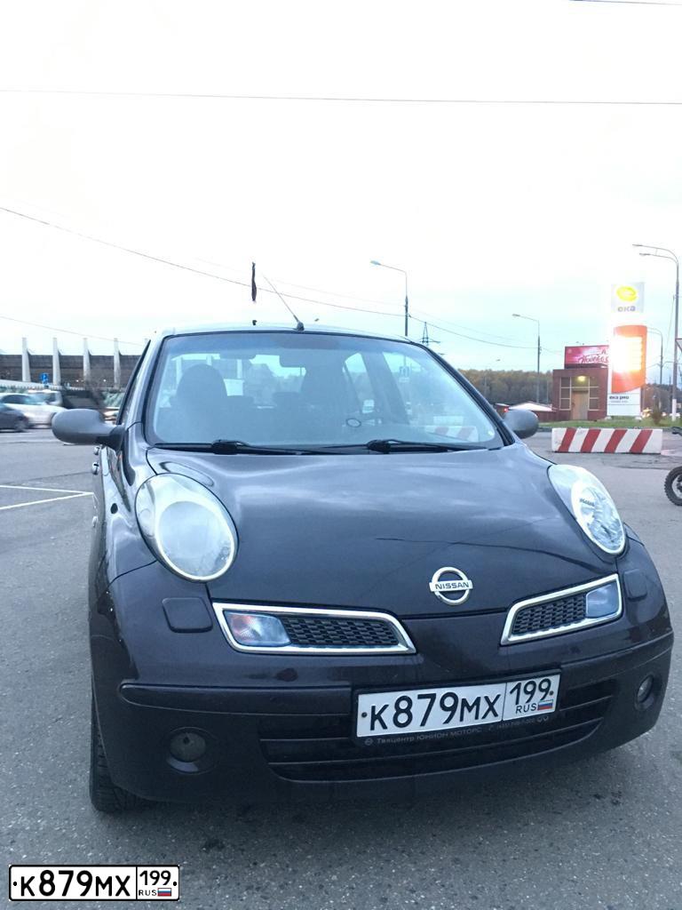 Фото автомобиля NISSAN MICRA, 2008 — госномер К975АУ790. Цвет: ФИОЛЕТОВЫЙ