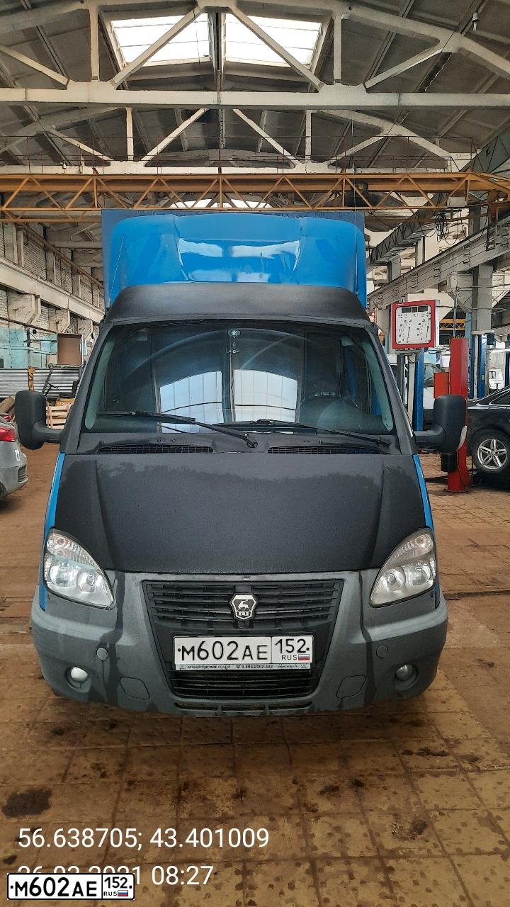 Фото автомобиля GAZ 3302 GAZEL, 2013 — госномер М602АЕ152. Цвет: синий
