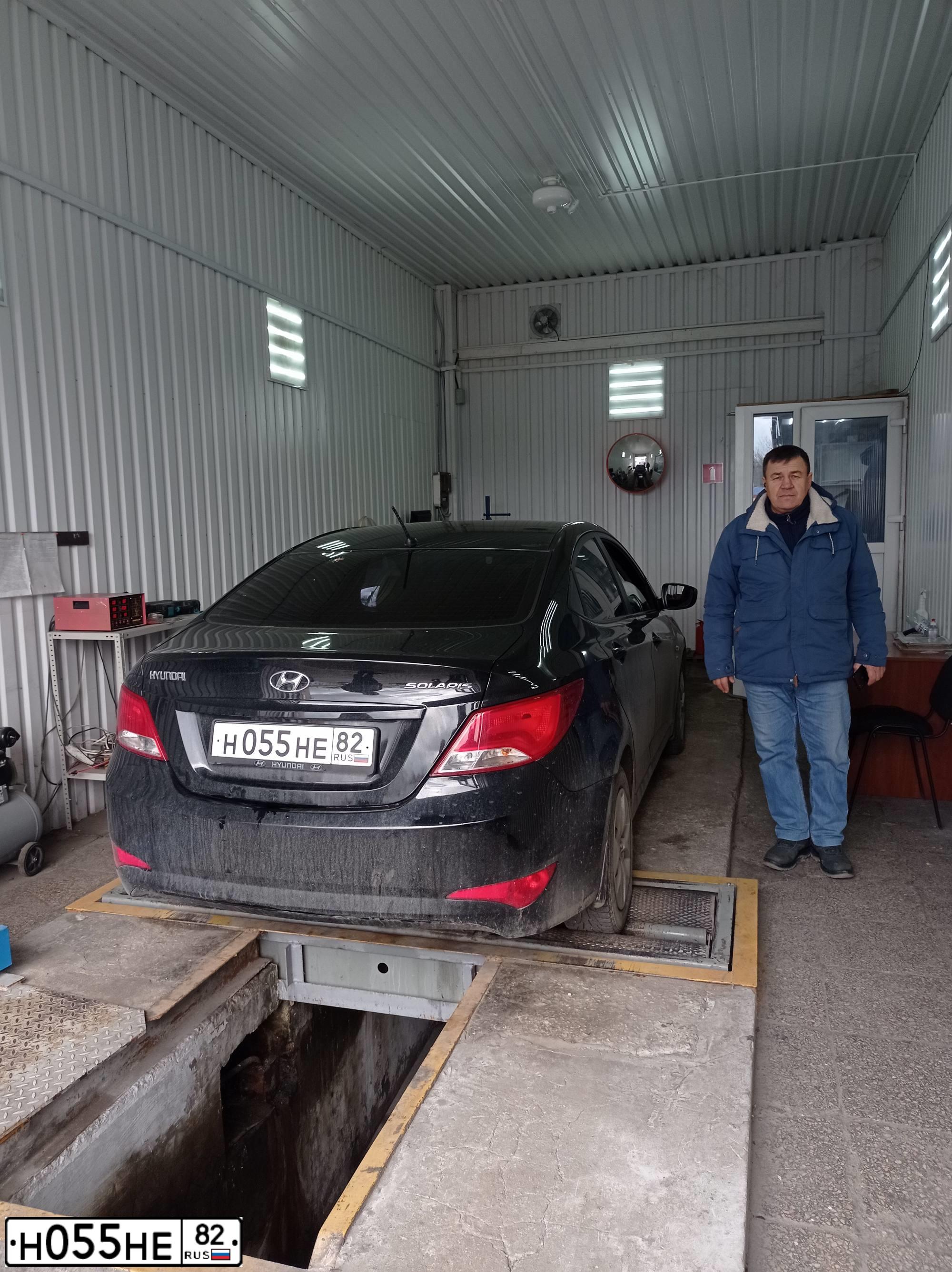 Фото автомобиля HYUNDAI SOLARIS, 2015 — госномер Н055НЕ82. Цвет: ЧЕРНЫЙ