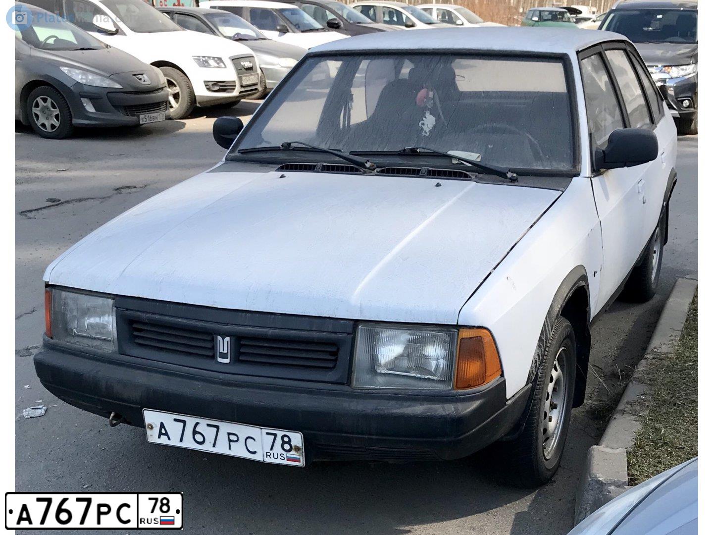 Фото автомобиля AZLK MOSKWITSCH 2141, 1998 — госномер А767РС78. Цвет: БЕЛЫЙ