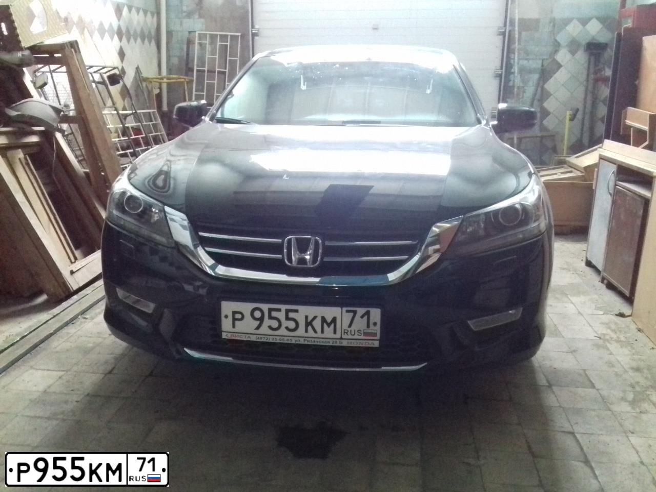 Фото автомобиля HONDA ACCORD, 2013 — госномер Р955КМ71. Цвет: ЧЕРНЫЙ