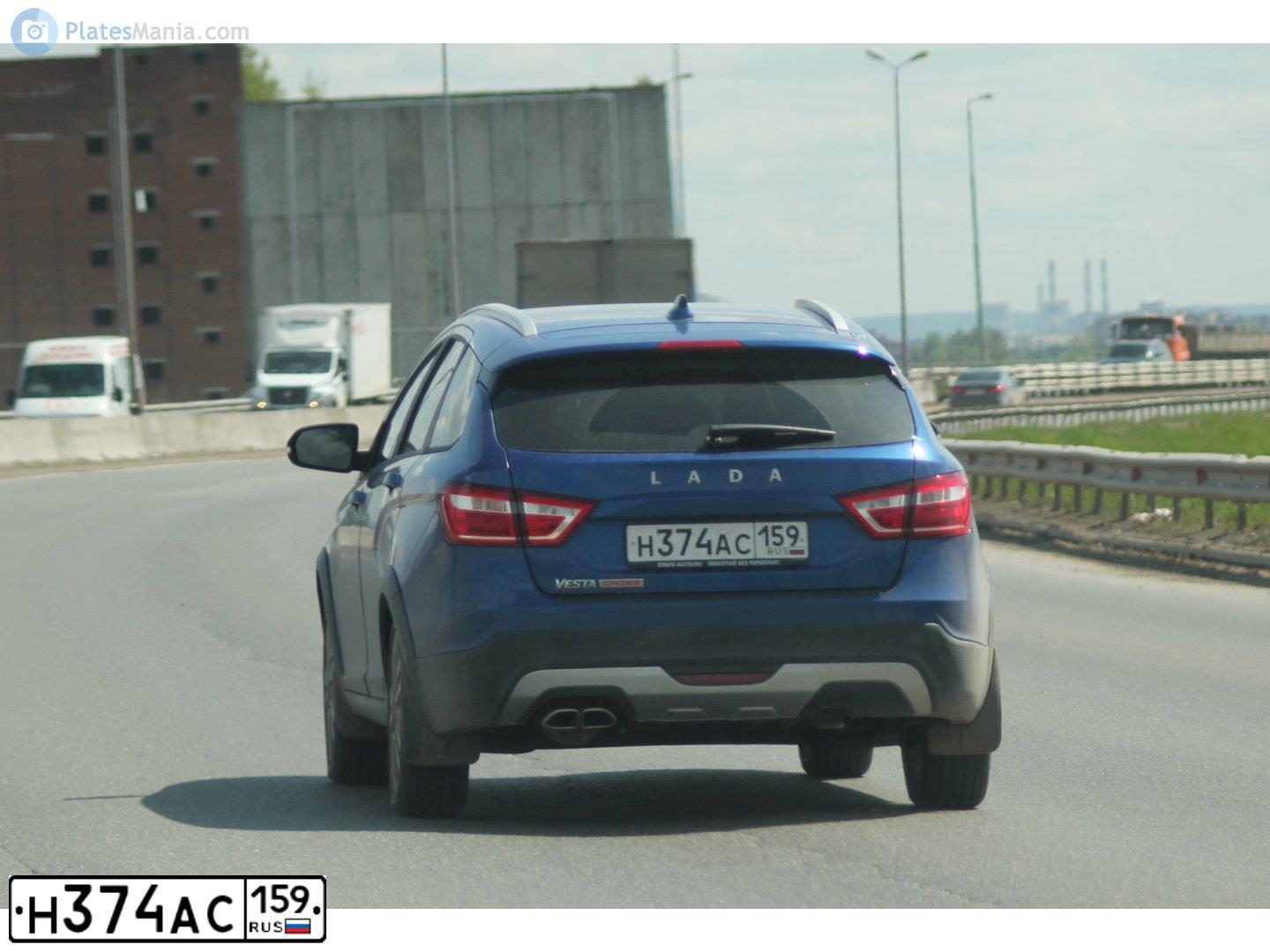 Фото автомобиля LADA VESTA, 2020 — госномер Н374АС159. Цвет: синий