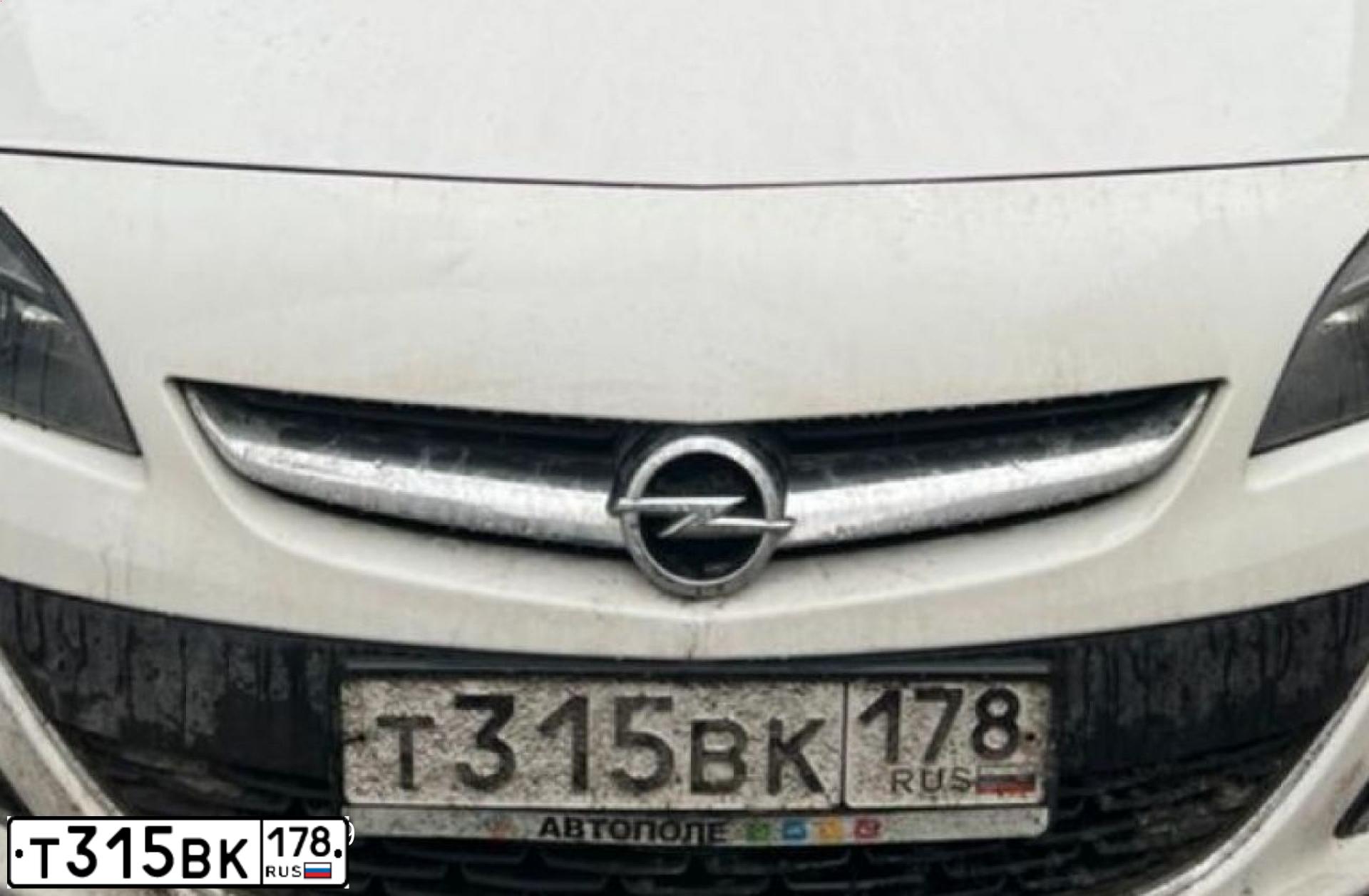 Фото автомобиля OPEL ASTRA, 2014 — госномер Е446УН702. Цвет: Белый