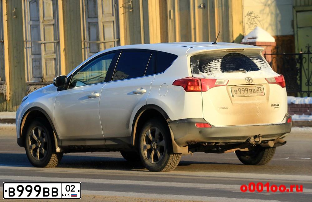 Фото автомобиля TOYOTA RAV4, 2013 — госномер В999ВВ02. Цвет: БЕЛЫЙ