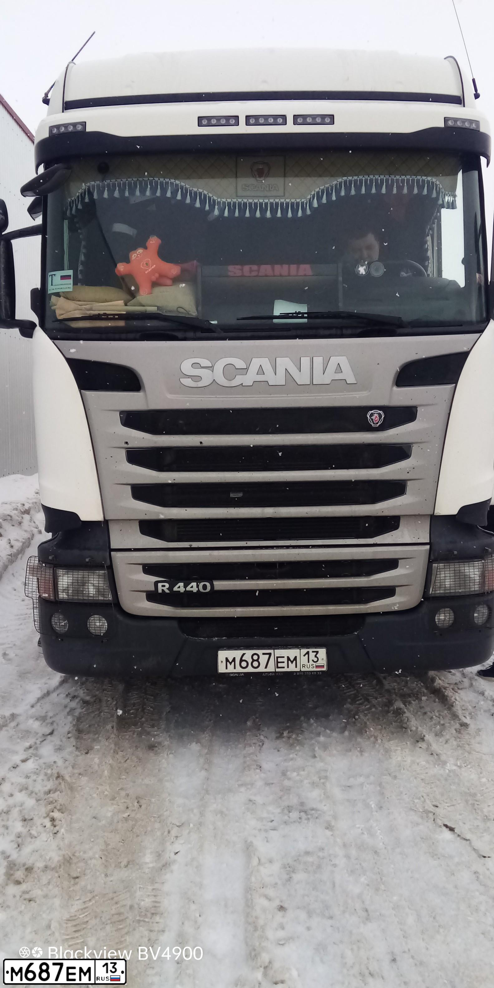 Фото автомобиля SCANIA SERIE R /4X2/, 2017 — госномер М687ЕМ13. Цвет: Белый