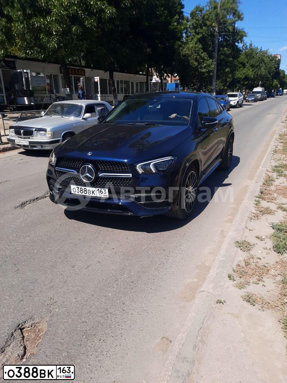 Фото автомобиля MERCEDES GLE-KLASSE, 2019 — госномер К249ВХ763. Цвет: синий