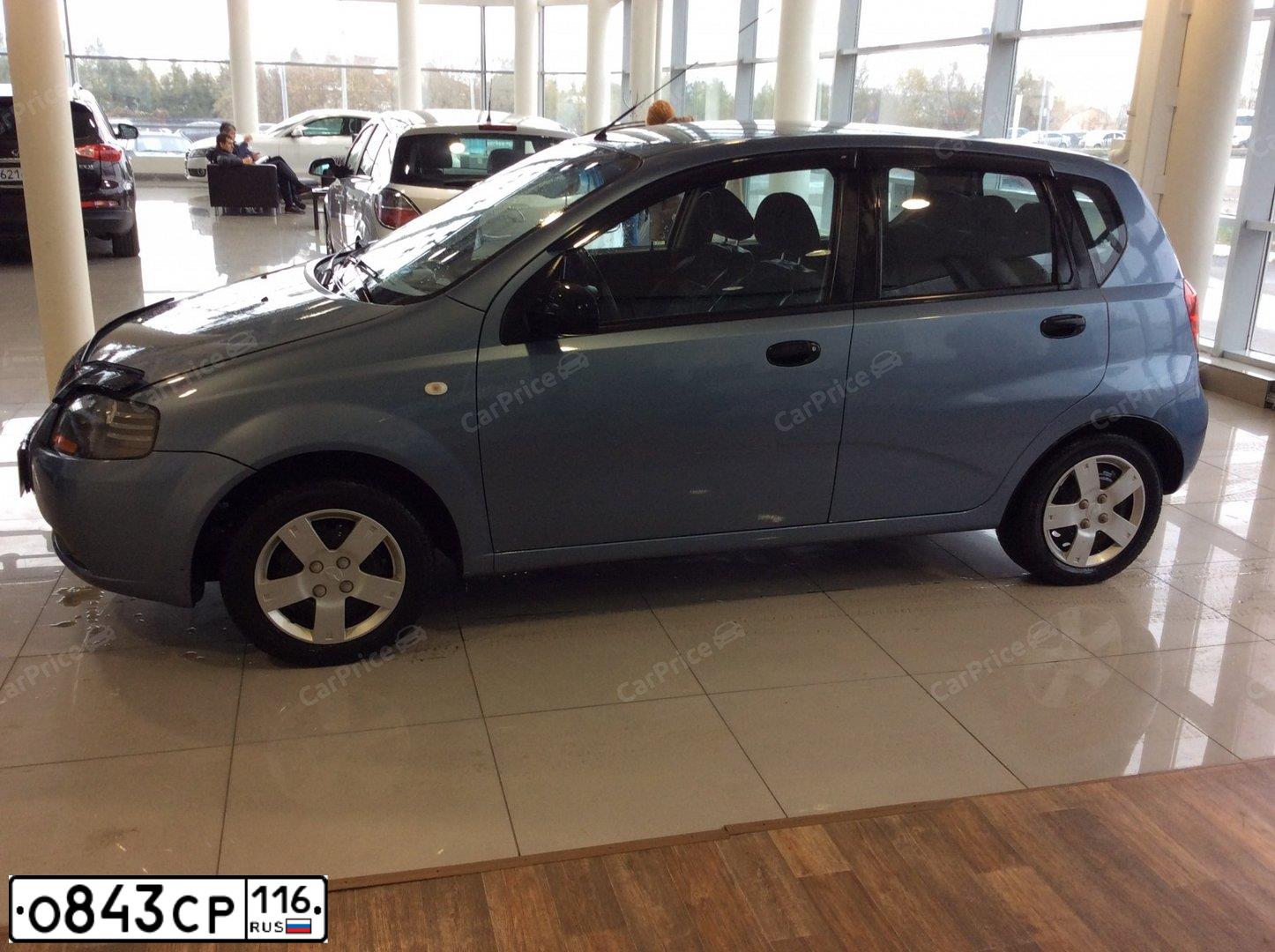 Фото автомобиля CHEVROLET AVEO, 2007 — госномер О843СР116. Цвет: синий