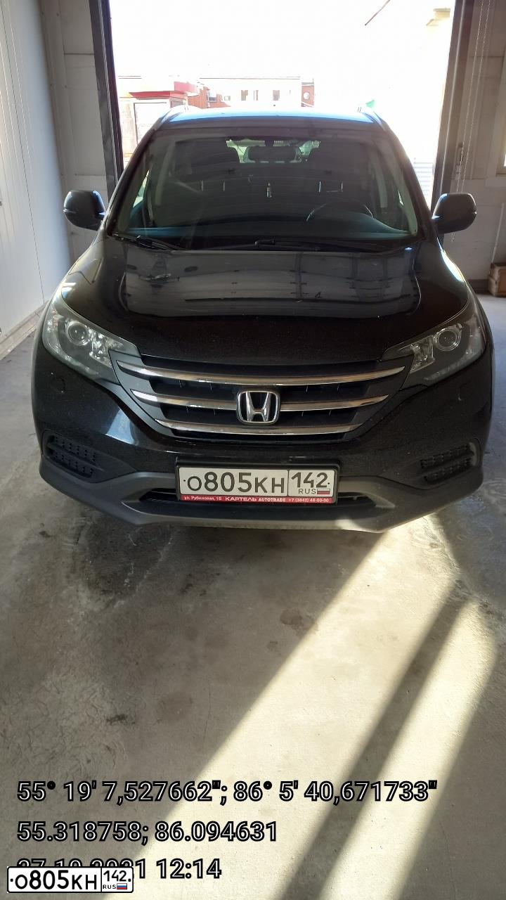 Фото автомобиля HONDA CR-V, 2013 — госномер О805КН142. Цвет: ЧЕРНЫЙ