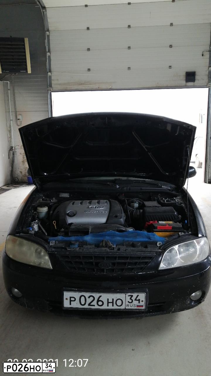 Фото автомобиля KIA SPECTRA, 2006 — госномер Р026НО34. Цвет: ЧЕРНЫЙ ГРАФИТ
