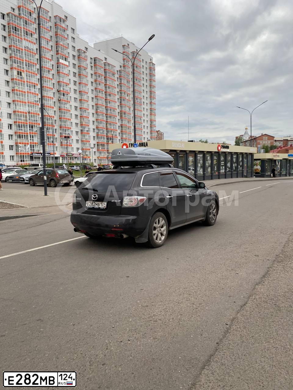 Фото автомобиля MAZDA CX-7, 2008 — госномер Е282МВ124. Цвет: КРАСНЫЙ
