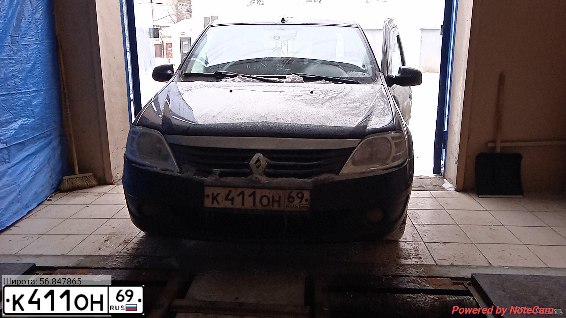 Фото автомобиля RENAULT LOGAN, 2011 — госномер К411ОН69. Цвет: ЧЕРНЫЙ