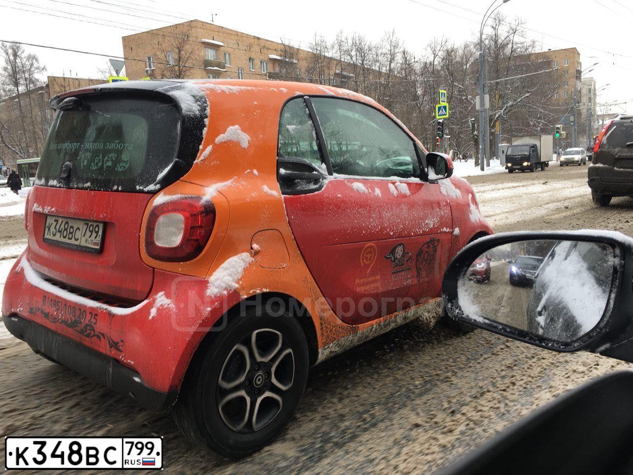 Фото автомобиля SMART FORTWO, 2017 — госномер Е197ВО57. Цвет: Оранжевый