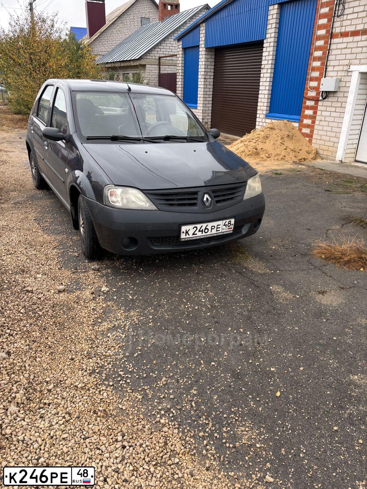 Фото автомобиля RENAULT LOGAN, 2009 — госномер К246РЕ48. Цвет: ТЕМНО-СЕРЫЙ
