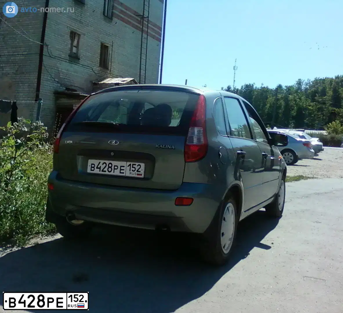 Фото автомобиля LADA 1119 KALINA, 2010 — госномер В428РЕ152. Цвет: ТЕМНО-СЕРЫЙ