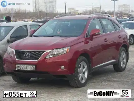 Фото автомобиля LEXUS RX, 2011 — госномер М055ЕТ55. Цвет: КРАСНЫЙ