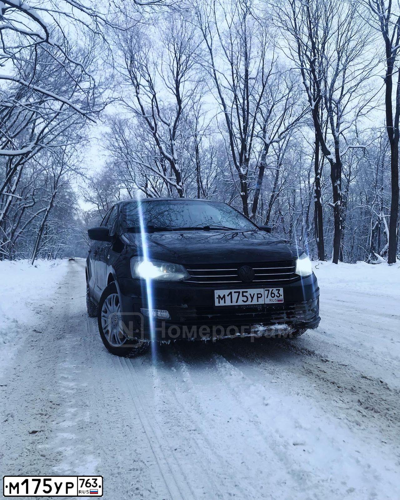 Фото автомобиля VOLKSWAGEN POLO, 2015 — госномер М175УР763. Цвет: ЧЕРНЫЙ