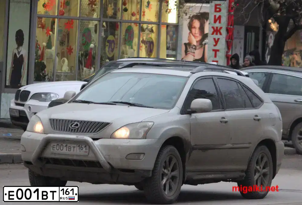 Фото автомобиля LEXUS RX, 2003 — госномер Е001ВТ161. Цвет: ПЕРЛАМУТ.-СЕРЫЙ
