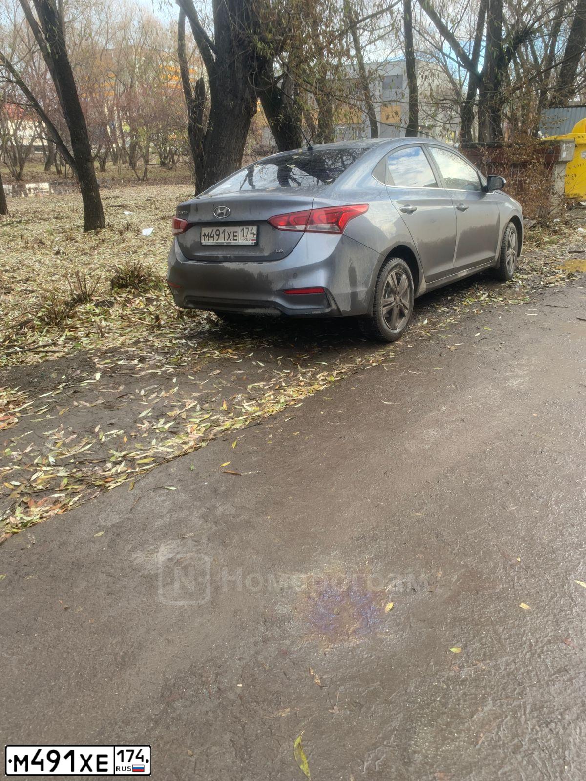 Фото автомобиля HYUNDAI SOLARIS, 2017 — госномер М491ХЕ174. Цвет: Серый