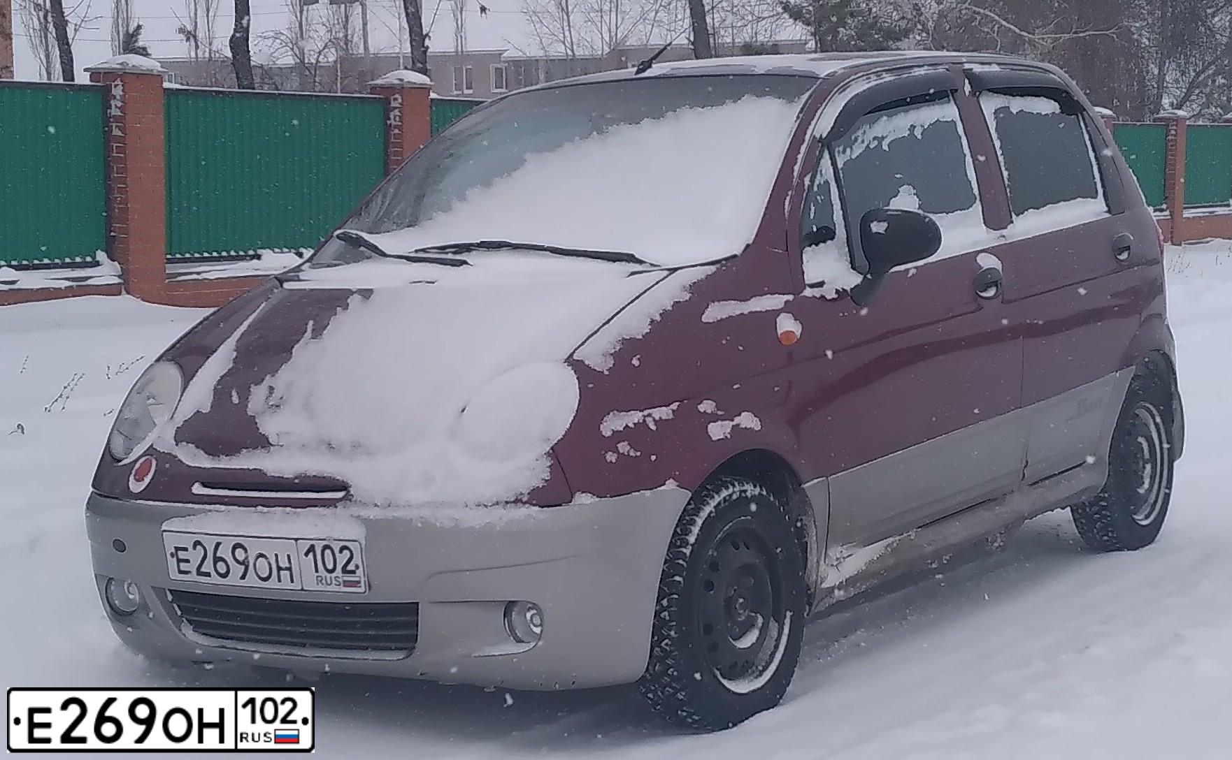 Фото автомобиля DAEWOO O MATIZ, 2008 — госномер Е269ОН102. Цвет: БОРДОВЫЙ