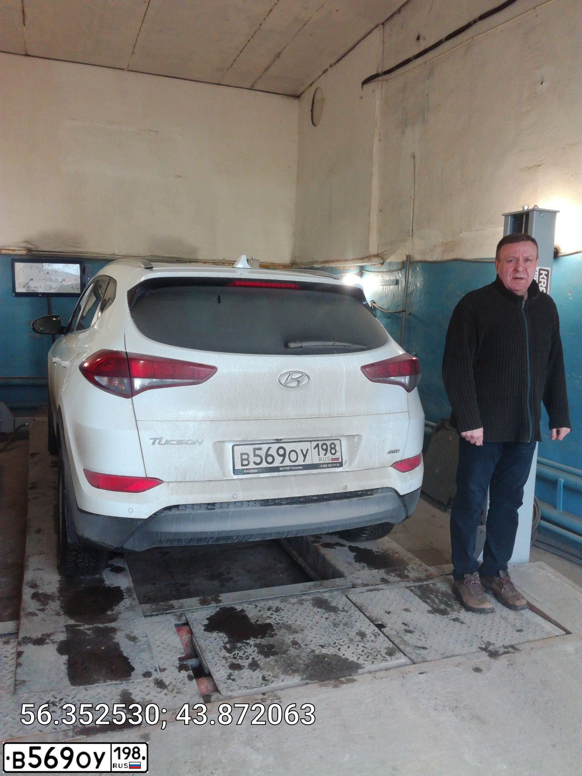Фото автомобиля HYUNDAI TUCSON, 2016 — госномер А601ЕВ252. Цвет: БЕЛЫЙ