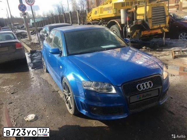 Фото автомобиля QUАТТRО АUDI RS4, 2007 — госномер В723УО177. Цвет: СИНИЙ