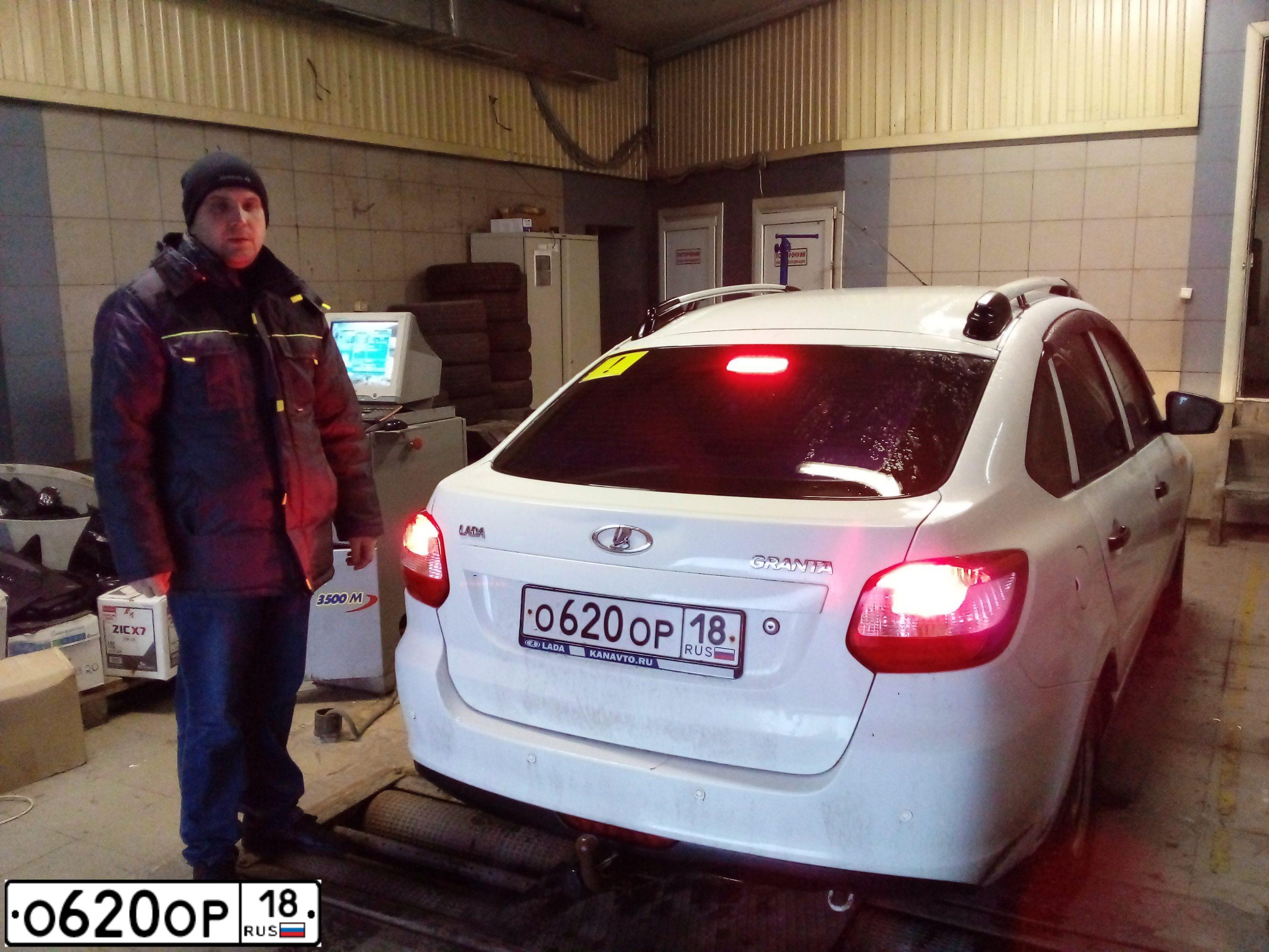 Фото автомобиля LADA 2191 GRANTA, 2014 — госномер О620ОР18. Цвет: Белый