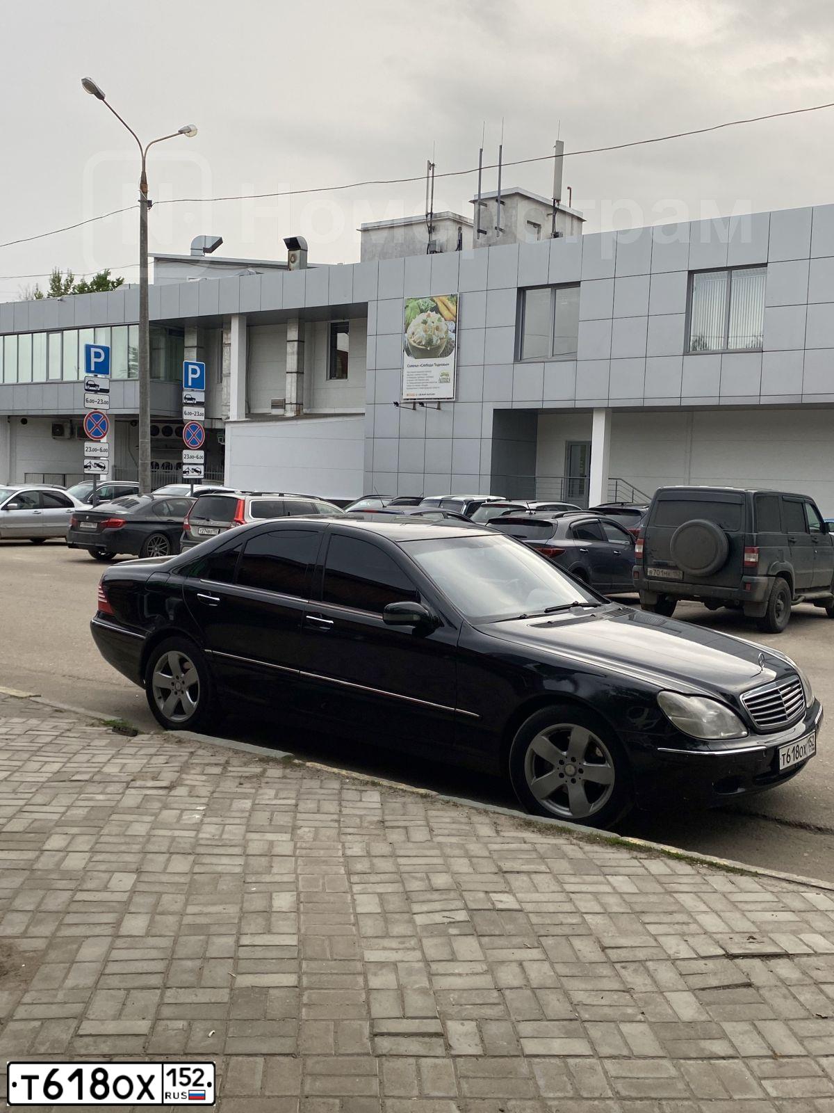Фото автомобиля MERCEDES S-KLASSE, 2002 — госномер Т618ОХ152. Цвет: ЧЕРНЫЙ