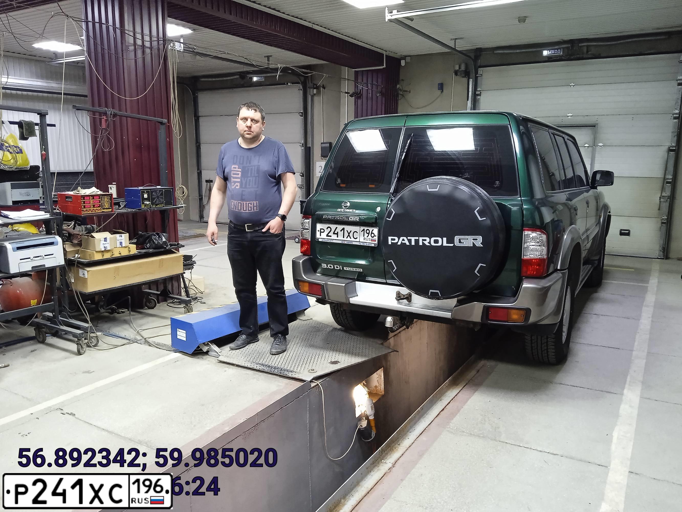 Фото автомобиля NISSAN PATROL, 2003 — госномер Р241ХС196. Цвет: ЗЕЛЕНЫЙ