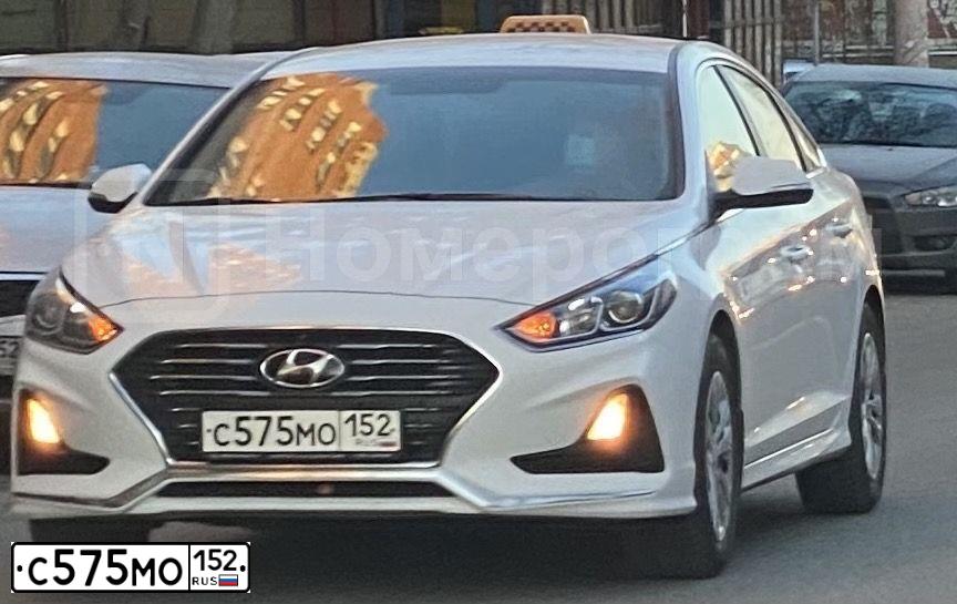 Фото автомобиля HYUNDAI SONATA, 2019 — госномер С575МО152. Цвет: БЕЛЫЙ